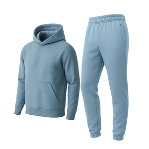 Best-Selling Custom Men's 2-Piece Hoodie Set Solid Color Casual Fleece 100% Cotton Breathable 450g Winter Wear Seamless - Product Image 5