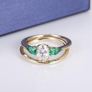 แหวนเพชรโมอิสซาไนต์ทรงรีแบบใหม่ ดีไซน์เต็มวง สวยหรู วัสดุเงิน เหมาะสำหรับงานแต่งงาน งานหมั้น ของขวัญ งานเลี้ยง หรือวันครบรอบ - Product Image 3