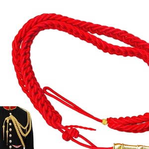 Red <b>Braided</b> Aiguillette <b>Cord</b> with Gold Tips for Uniform Garment Classical Style Strand Metallic - Product Image 2