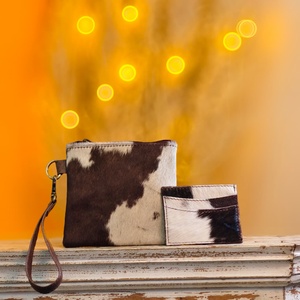 2026 Unique Animal Print 100% Genuine Leather Handmade Wristlet Clutch <b>Wallet</b> Zipper Western Style Hair Fur Hand Purse For Women - Product Image 5