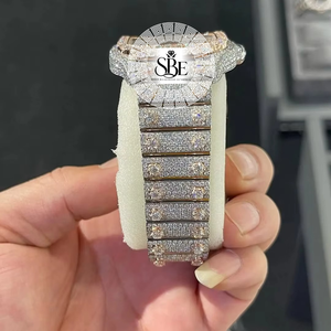 นาฬิกาข้อมือหรู Premier Quartz กระจกเคลือบสแตนเลสสตีลกันน้ำ ประดับเพชรโมอิสซาไนต์สี D ระดับความสะอาด VVS1 ทรงสี่เหลี่ยม ขนาด 20 มม. สไตล์ฮิปฮอป - Product Image 2