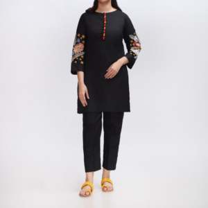 Embroidered Cambric PS3391 Shirt 1PC <b>Club</b> <b>Dress</b> with Intricate Embroidery - Product Image 3