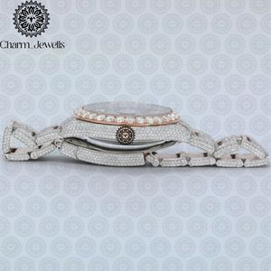 Montre de luxe pour homme Charm_Jewells en acier inoxydable, cadran 40 mm, lunette sertie de diamants, mouvement mécanique analogique, étanche 10 bars, automatique - Product Image 2