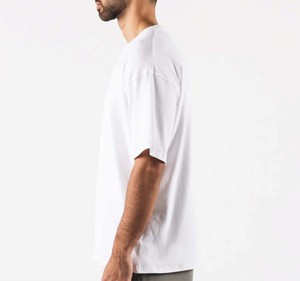 เสื้อยืดลำลองผู้ชายผ้าคอตตอนถัก 100% แบบใหม่ สไตล์สตรีทแวร์ ทรงโอเวอร์ไซส์ ไหล่ตก ตัดเย็บคุณภาพสูง เนื้อผ้าหนา - Product Image 3