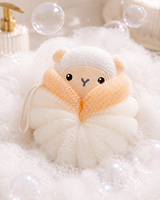 Éponge de bain en maille en forme de fleur, mignonne et simple, de haute qualité, exfoliante et douce pour les enfants