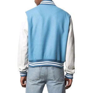 Blousons Bomber Vintage Bleus Personnalisés pour Hommes, Col Montant, Style Aviateur, Blousons de Baseball Universitaires pour la Saison Hivernale - Product Image 2