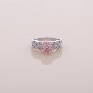 Anillo de Compromiso con Nudo Celta y Diamante Rosa Cultivado en Laboratorio, Corte Redondo, en Oro Blanco de 14K, Anillo de Promesa Vintage para Mujer - Product Image 1