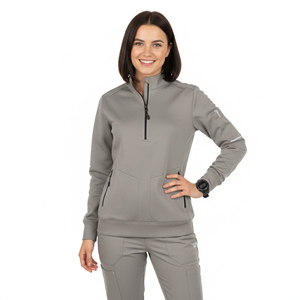 Veste de travail unisexe en polaire pour hôpital, service OEM, avec poches utilitaires pour stylos, manteau thermique chaud, veste de bloc opératoire - Product Image 4