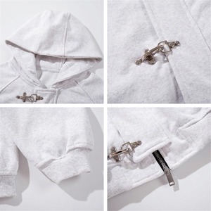Sweat-shirt à capuche style américain avec boucle métallique, unisexe, pour couples, coupe ample décontractée, en coton-polyester 440g, design automne - Product Image 5