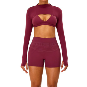 Conjunto de Yoga Térmico de 2 Piezas para Mujer, Shorts de Cintura Alta con Efecto Levanta Glúteos, Transpirable, Ligero, Ecológico, Tallas Grandes - Product Image 1