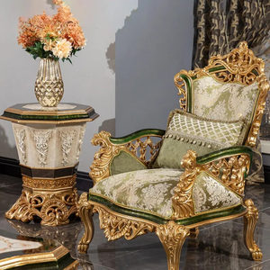 Juego de Sofás Tapizados Grandes de Lujo Real en Verde Oliva Francés para Sala de Estar, Madera de Caoba Clásica Tallada a Mano, Personalización de Alta Gama - Product Image 6