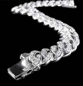 Moissanite <b>Charm</b> Bracelet Gold <b>Silver</b> Plated 30 Gm Weight Luxury Style Micro Insert Unisex Gift Anniversary Customized Jewelry - Product Image 5
