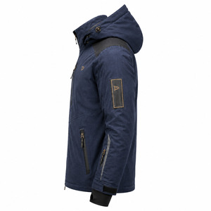 Men's <b>Waterproof</b> Hooded Ski <b>Jacket</b> Dark Blue Polyester Synthetic Insulation Windproof Outdoor Wear - Product Image 3