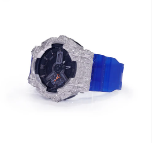 Reloj deportivo para hombre, analógico-digital, correa de silicona azul, caja redonda de plástico de 43 mm, resistente al agua 10 bar - Product Image 2