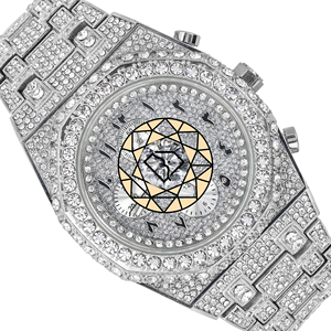 Reloj de Cuarzo Personalizado con Moissanita y Acero Inoxidable para Hombre, Esfera de 46 mm, Correa de Goma y Acero Inoxidable, Estilo Hip Hop de Lujo - Product Image 3