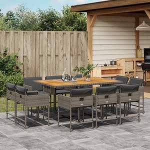 Ensemble de 10 meubles de jardin gris pour terrasse, mobilier de salle à manger extérieur gris foncé - Product Image 1