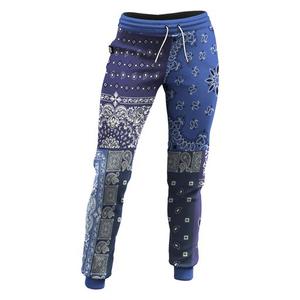 Men's Blue Bandana Print Sweatpants Elastic Waist Drawstring Casual Joggers Polyester Breathable Jogger Pants <b>Trousers</b> - Product Image 1