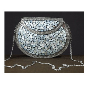 Indian Style Mosaic Bohemian Metal <b>Clutch</b> <b>Bag</b> for Women Luxury Evening Handmade Messenger Purse Chains Boho <b>Wedding</b> Handbags - Product Image 1