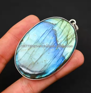 Colgante de labradorita natural, joyería de plata de ley 925, colgante hecho a mano, colgante para mujer, regalo de aniversario, regalo para ella - Product Image 3
