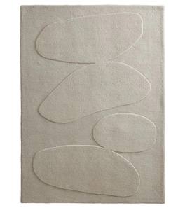 Alfombra Moderna de Lana Tejida a Mano en Color Gris Ceniza, Blanco Hueso, Rojo Marrón y Toffee, Personalizable para Sala de Estar - Product Image 1