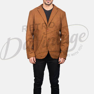 Blazer en laine marron premium pour homme, coupe ajustée, veste de costume décontractée, légère, douce, chaude, pour l'hiver, veste de mode pour affaires - Product Image 4