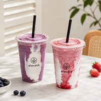 Gobelets en PET de 98 mm pour boissons froides, jus et café glacé, gobelets transparents à emporter pour la restauration en gros