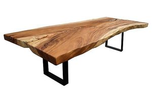 Handmade <b>Solid</b> <b>Wood</b> Live Edge Rectangle Dining <b>Table</b> with Metal Legs Modern Rustic Design for Apartment Use - Product Image 4
