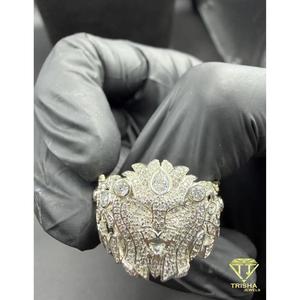 Anillo de Plata 925 con Diamante Cultivado en Laboratorio, Diseño de Cara de Animal, Tono Plateado, Joyería de Alta Gama para Compradores Mayoristas - Product Image 4