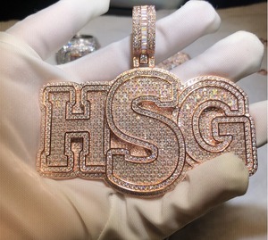 Luxury Hip Hop Moissanite Iced Gold Plated Emotion Letter Pendant Bundle with Baguette Stones Premium Custom Statement Style - Product Image 1