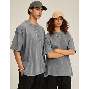 Men High Quality Acid Wash Cotton Summer <b>Set</b> T Shirt Shorts Casual Loose Fit Matching Outfit - Product Image 6