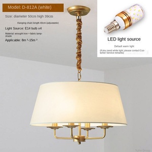 โคมไฟระย้าทรงกลองสีทองสไตล์โมเดิร์นฟาร์มเฮาส์  โครงเหล็ก  ผ้าคลุมโคม  ขั้วหลอด E27  สำหรับร้านอาหาร ห้องรับประทานอาหาร ห้องนั่งเล่น  ปรับความสว่างได้ ได้รับมาตรฐาน CE - Product Image 2