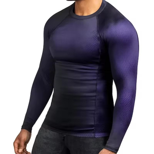 Rashguard à manches longues pour homme, style col roulé, pour MMA, BJJ, arts martiaux, entraînement sportif, personnalisable avec logo. - Product Image 1