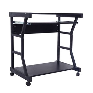 Scrivania Moderna a Quattro Ruote Mobile Nera per Camera da Letto, Ufficio Domestico, Soggiorno - Legno MDF e Metallo con Funzionalità di Archiviazione - Product Image 5