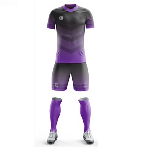 Wholesale Cheap Custom Comfortable Breathable Soccer <b>Short</b> Sleeve Jersey <b>Shorts</b> Sublimation Purple Color 100% <b>Polyester</b> Uniforms - Product Image 2