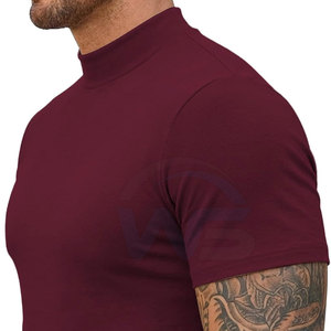 Prix de gros T-shirt homme à col montant en mélange de coton doux à manches courtes, haut décontracté et tendance, coupe confortable, vêtements personnalisés - Product Image 4