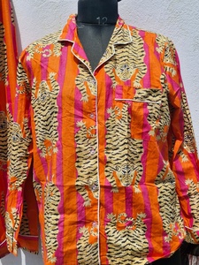 Conjunto de Pijama de Algodón con Estampado de Tigre Naranja para Mujer, Ropa de Dormir con Diseño de Animales de Safari, Ropa de Estar por Casa, Ropa de Dormir para Resort, Fabricante - Product Image 6