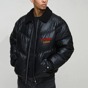 Chaqueta de Invierno para Hombre 100% de Alta Calidad, Ligera y Cálida, con Relleno de Algodón, Cuello Abatible, Logotipo Personalizado y Diseño de Burbujas en la Parte Delantera - Product Image 1