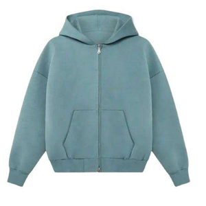 Sweat-shirt à capuche oversize, couleur unie, en molleton français, fermeture éclair, manches longues, unisexe, style automne - Product Image 1