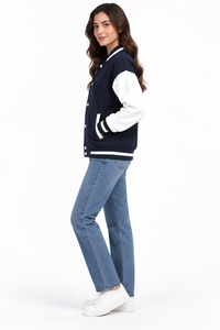 Veste universitaire marine et blanche pour hommes et femmes, tenue décontractée d'automne pour équipe - Product Image 2