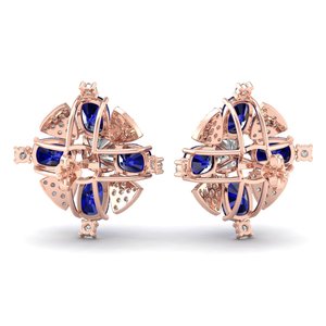 Boucles d'oreilles REYES scintillantes en argent sterling 925, certifiées GRA, avec moissanite et saphir bleu, pour femmes, bijoux de mariage - Product Image 4