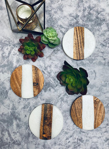 Classic Wooden & Resin <b>Heat</b> Resistant Round <b>Coaster</b> - Product Image 4