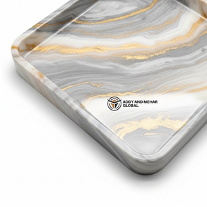 Bandeja de Almacenamiento Cuadrada Moderna de Resina al por Mayor, Plato Decorativo Personalizado con Diseño de Mármol Gris, Artesanía de Resina Premium para Empresas - Product Image 5