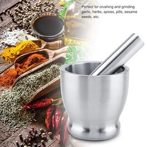 Stainless Steel Mortar and Pestle Set Heavy Duty Spice <b>Grinder</b> <b>Herb</b> Crusher Kitchen Masher Garlic Grinding Bowl - Product Image 2