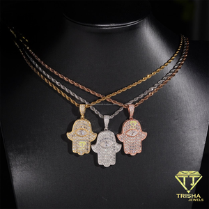 จี้เพชรโมอิสซาไนต์รูปมือฮิปฮอป ดีไซน์แบบ Iced Out ทำจากเงินแท้ 925 เครื่องประดับสำหรับผู้ชาย - Product Image 1
