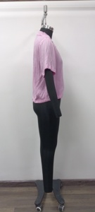 Women's <b>Pink</b> Short Sleeve <b>Crop</b> <b>Top</b> Button Down Shirt Solid Color Casual Spring Summer Poplin Blouse Regular Fit - Product Image 3