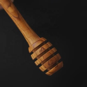 Handcrafted Olive Wood Honey Dipper | Rustic Kitchen Wand Tunisian Wood Camping Use <b>Mirror</b> Long Handle Custom Capacity - Product Image 2