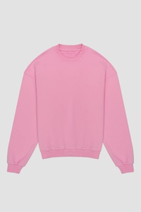 Sweat-shirt décontracté unisexe rose uni à col rond, coupe classique, tricoté 100% coton respirant 260g, imprimé par transfert thermique - Product Image 1
