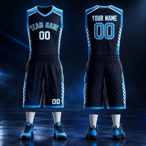 Conjunto de Camiseta y Pantalones Cortos de Baloncesto Sublimados Personalizados, Nombre del Equipo 00, Cuello en V, Sin Mangas, Uniforme de Malla Transpirable para Adultos - Product Image 1