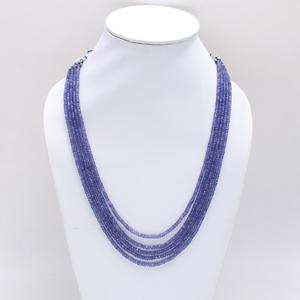Meilleure Vente Collier Artisanal en Argent 925 avec Perles Rondelles Facettées Tanzanite, 5 Rangs, Idéal Mariage & Cadeau de Fête - Product Image 1