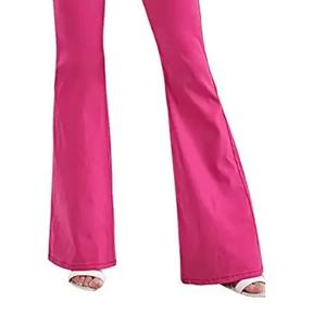 Jean évasé en denim pour femme, coupe ajustée, taille mi-haute, teint rose, style tendance, prix abordable, grandes tailles - Product Image 6
